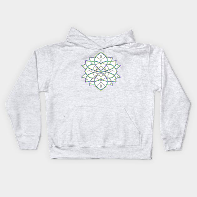 Psychedelic Mandala Flower Kids Hoodie by Art by Deborah Camp